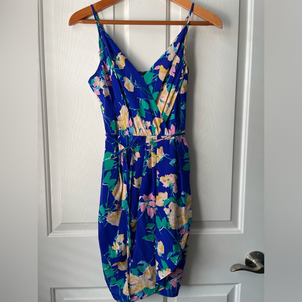 Yumi Kim Jayne Blue Floral 100%‎ Silk Mini Dress Size Small